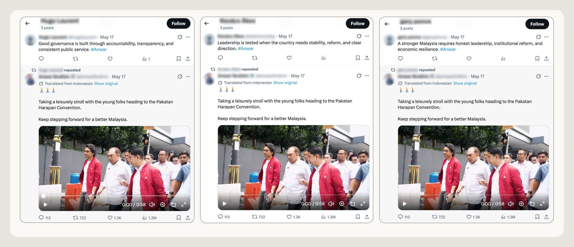 Capture d'écran du rapport original montrant la page du site de fausses actualités Malaysia Pulse.